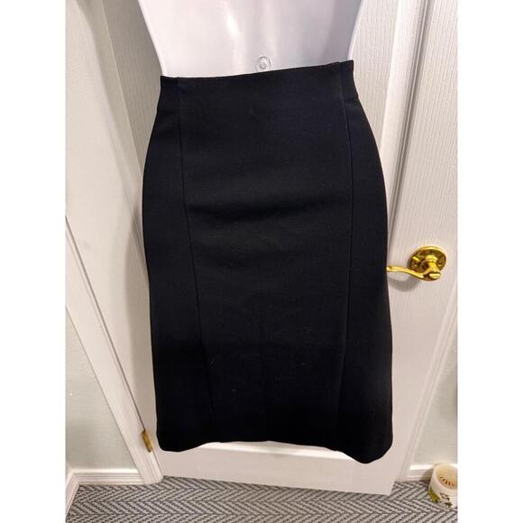 Black Pleated Wool Blend  Classic ALine Skirt Medium business work official L - Picture 7 of 9